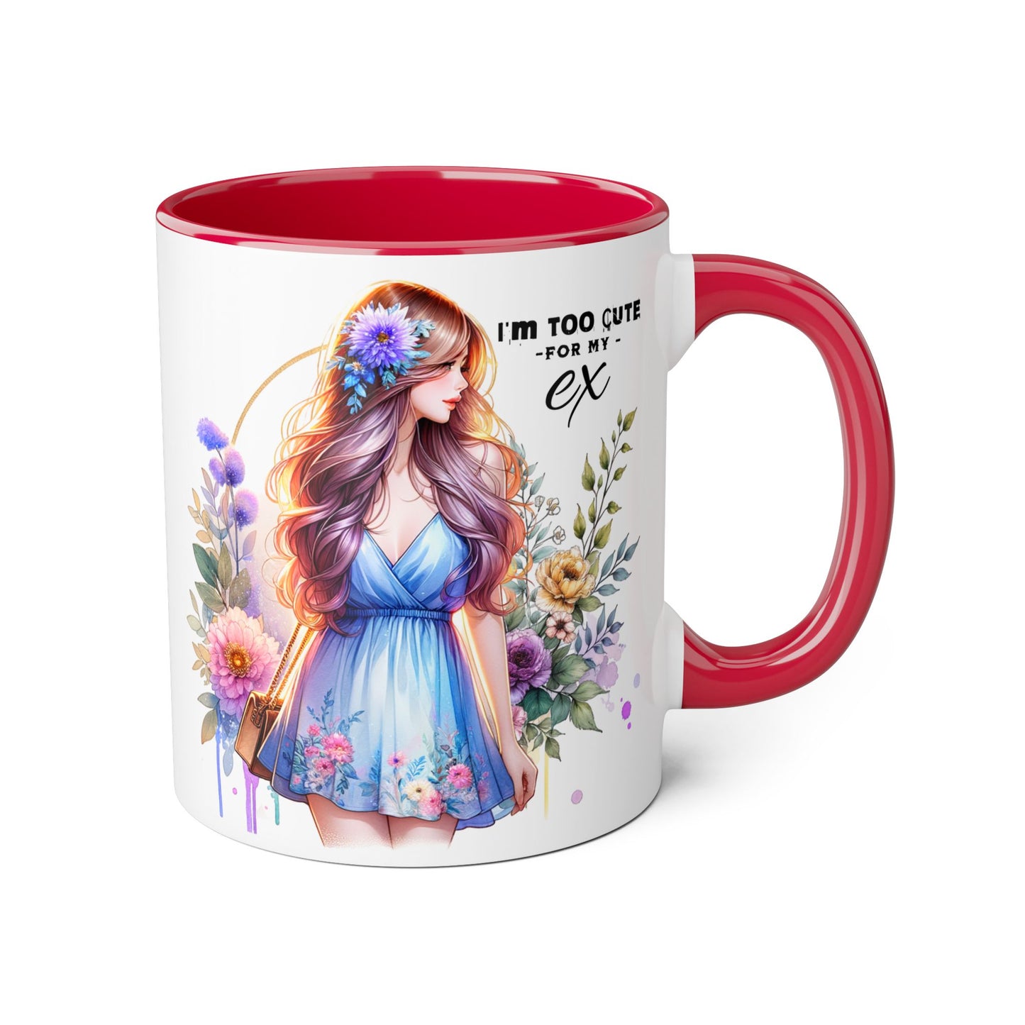 I'm Too Cute For My Ex Floral Ex-Partner Mug, Coffee Cup for Breakup Gifts, Girlfriend Present, Humor Mug, Cute Gift Idea for Her