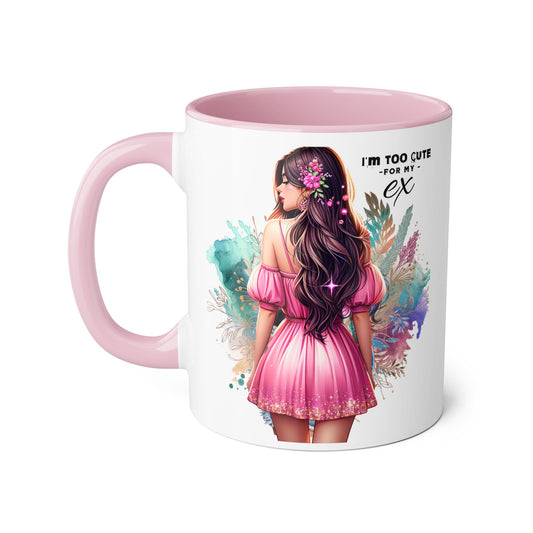 I'm Too Cute For My Ex Accent Mug featuring Cute Design for Sip and Style Lovers, Gift for Friends, Home Decor, Coffee Lovers, Tea Enthusiasts