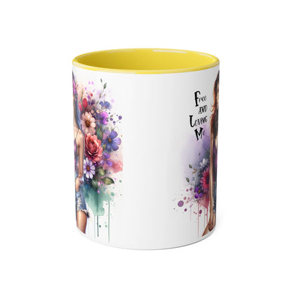 Free and Loving Me Bohemian Accent Mug, Floral Coffee Cup, Inspirational Gift for Her, Free and Loving Me Design, Unique Home Decor, Birthday, Special [...]