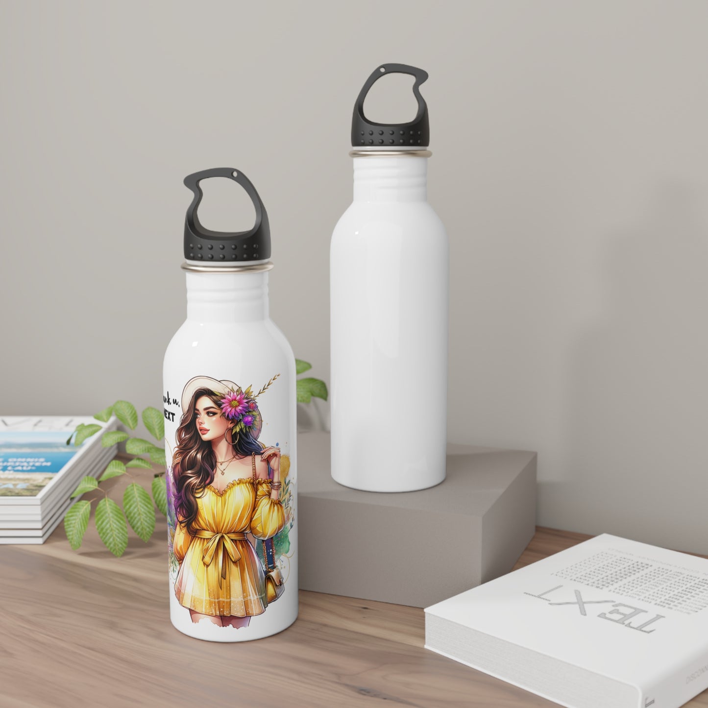 Thank U, Next Boho Floral Stainless Steel Water Bottle - Stylish Hydration, Eco-Friendly Travel Mug, Gift for Her, Adventure Companion, Summer Accessory