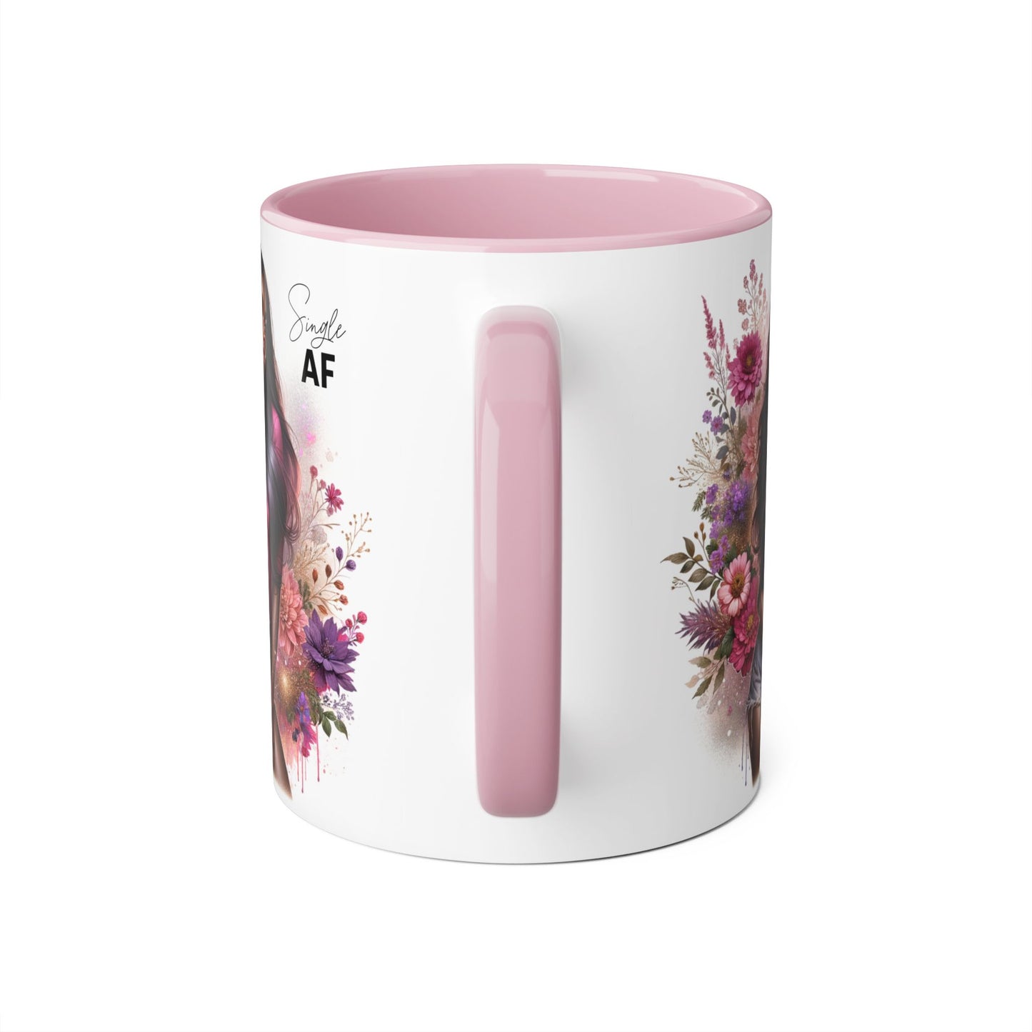 Colorful Floral Single AF Accent Mug, Aesthetic Coffee Cup for Coffee Lovers, Unique Gift for Birthdays, Special Occasions, Art Enthusiasts