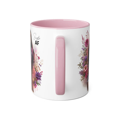 Colorful Floral Single AF Accent Mug, Aesthetic Coffee Cup for Coffee Lovers, Unique Gift for Birthdays, Special Occasions, Art Enthusiasts
