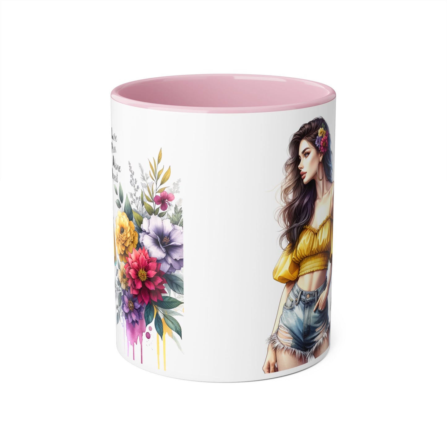 Boho Floral Accent Mug, Stunning Gift for Tea Lovers, Home Decor, Coffee Lover's Gift, Birthday Present, Art Print Mug