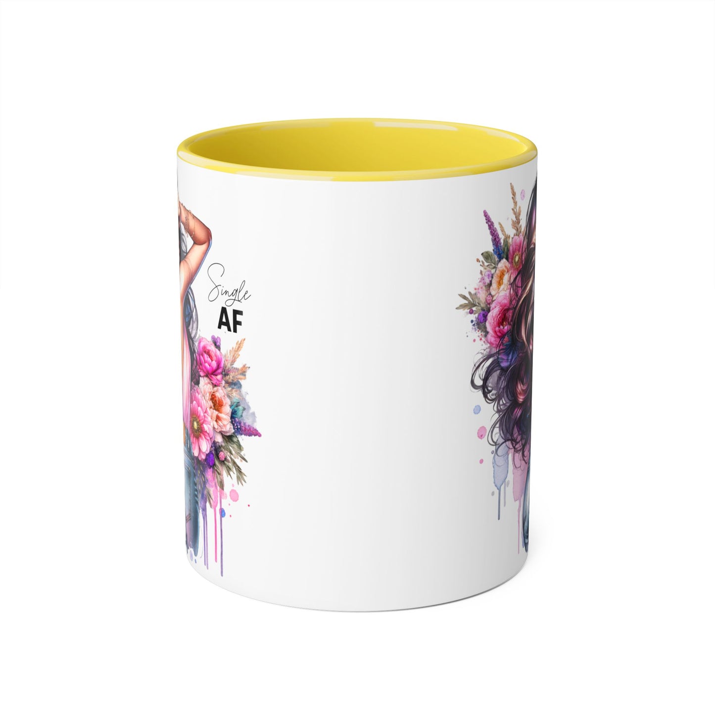 Single AF Chic Floral Accent Mug, Stylish Coffee Cup, Gift for Her, Trendy Home Decor, Birthday Present, Self-Love Reminder