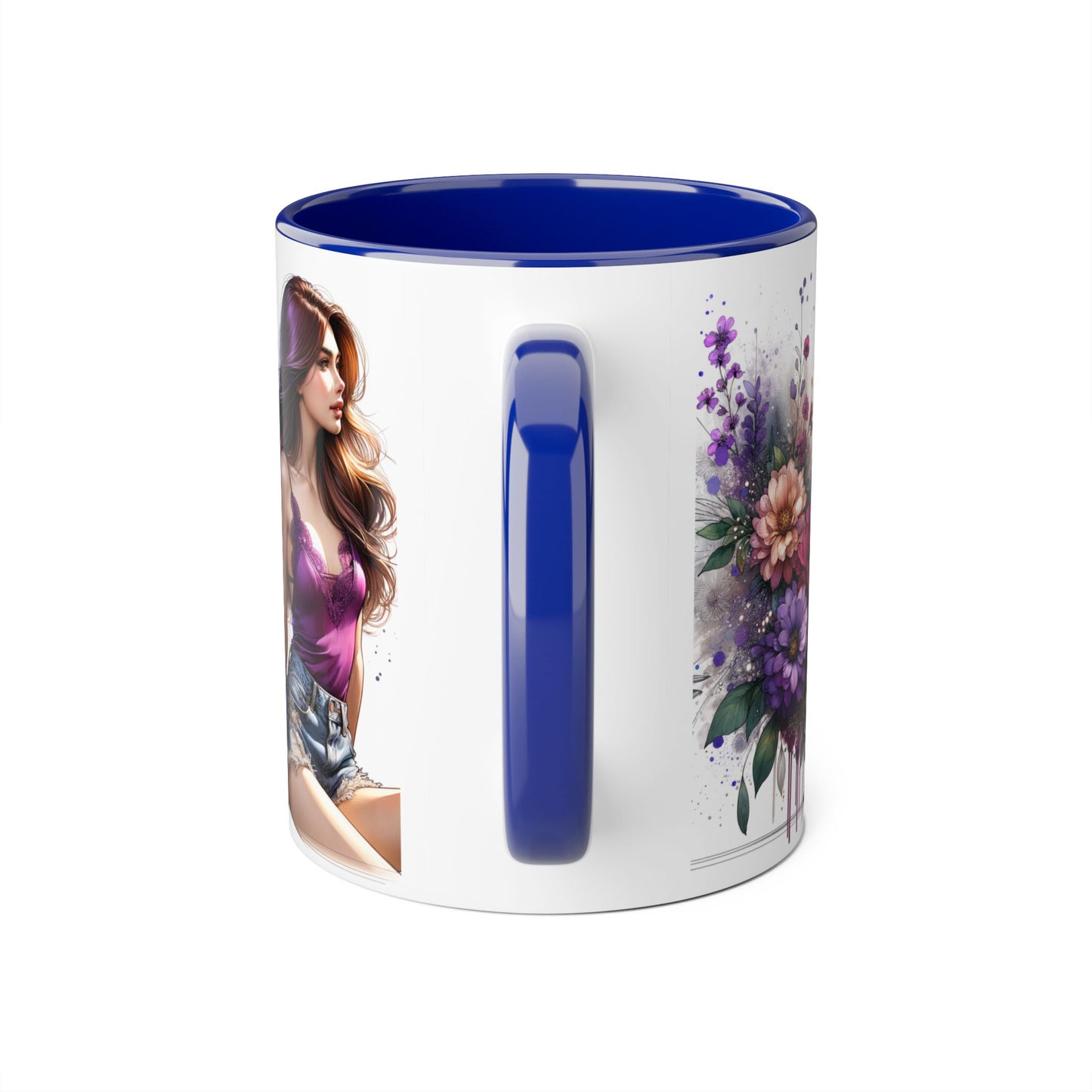 Chic Floral Accent Mug - Perfect for Coffee Lovers, Gift for Her, Home Decor, Floral Art Mug, Unique Drinkware