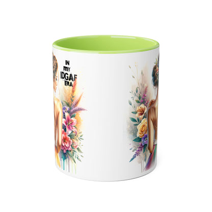 Bold Floral IDGAF Era Mug, Artistic Coffee Cup, Gift for Her, Self-Care, Coffee Lovers, Inspirational Drinkware