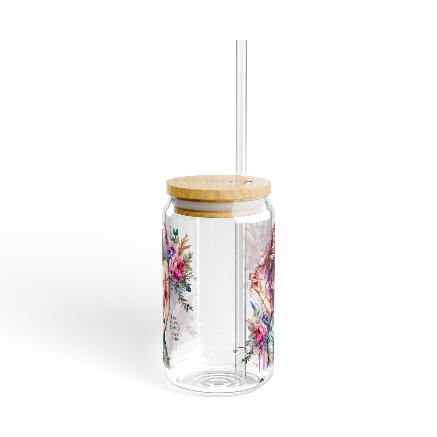 I Am My Own Happily Ever After Floral Sipper Glass, 16oz - Stylish Water Bottle for Everyday Use, Floral Drinkware, Summer Hydration, Eco-friendly Gift, Kitchen [...]