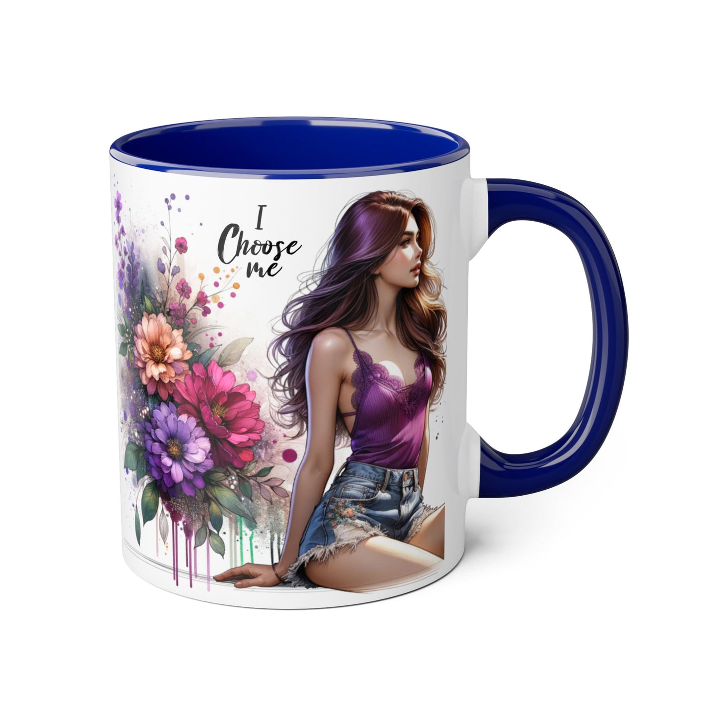 I Choose Me Elegant Floral Accent Mug, Coffee Cup, Tea Mug, Gift for Her, Inspirational Drinkware, Home Decor, Birthday Gift, Art Mug