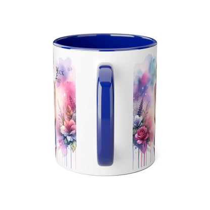 Colorful Floral Accent Mug |  Yuck Fou  Coffee Cup | Unique Gift for Her, Inspirational Drinkware, Fun Tea Mug, Motivational Gift