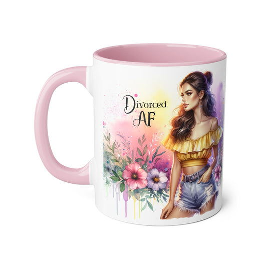Divorced AF Accent Mug, Floral Coffee Cup, Empowerment Gift, Self-Care Mug, Funny Divorce Coffee Mug, Unique Drinkware