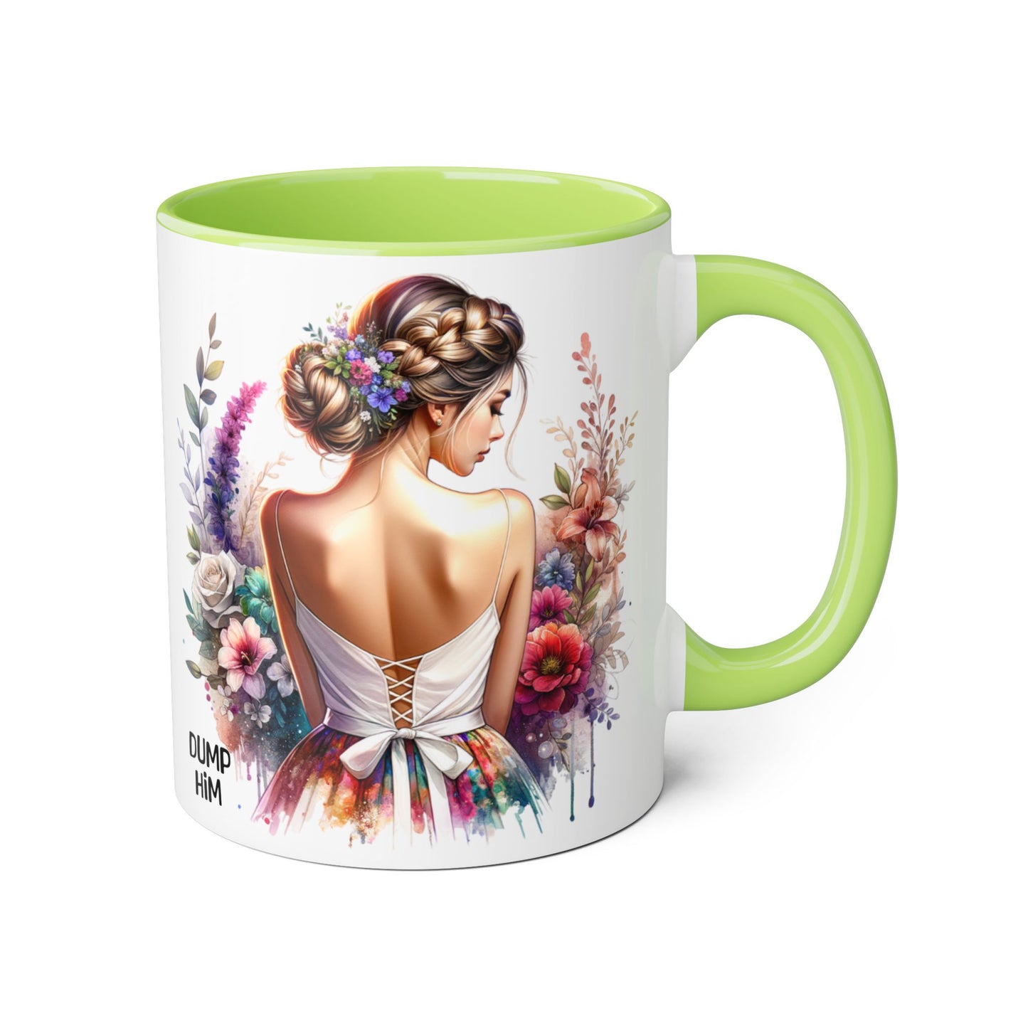 Floral Dump Him Mug, Cute Coffee Cup, Gift for Friends, Unique Kitchen Decor, Relationship Humor, Coffee Lover