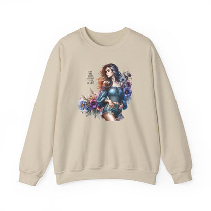 I Am My Own Happily Ever After  Floral Aesthetic Crewneck Sweatshirt - Cozy Style for Women, Fashion Top, Gift Idea, Floral Sweatshirt, Spring/Summer Wear