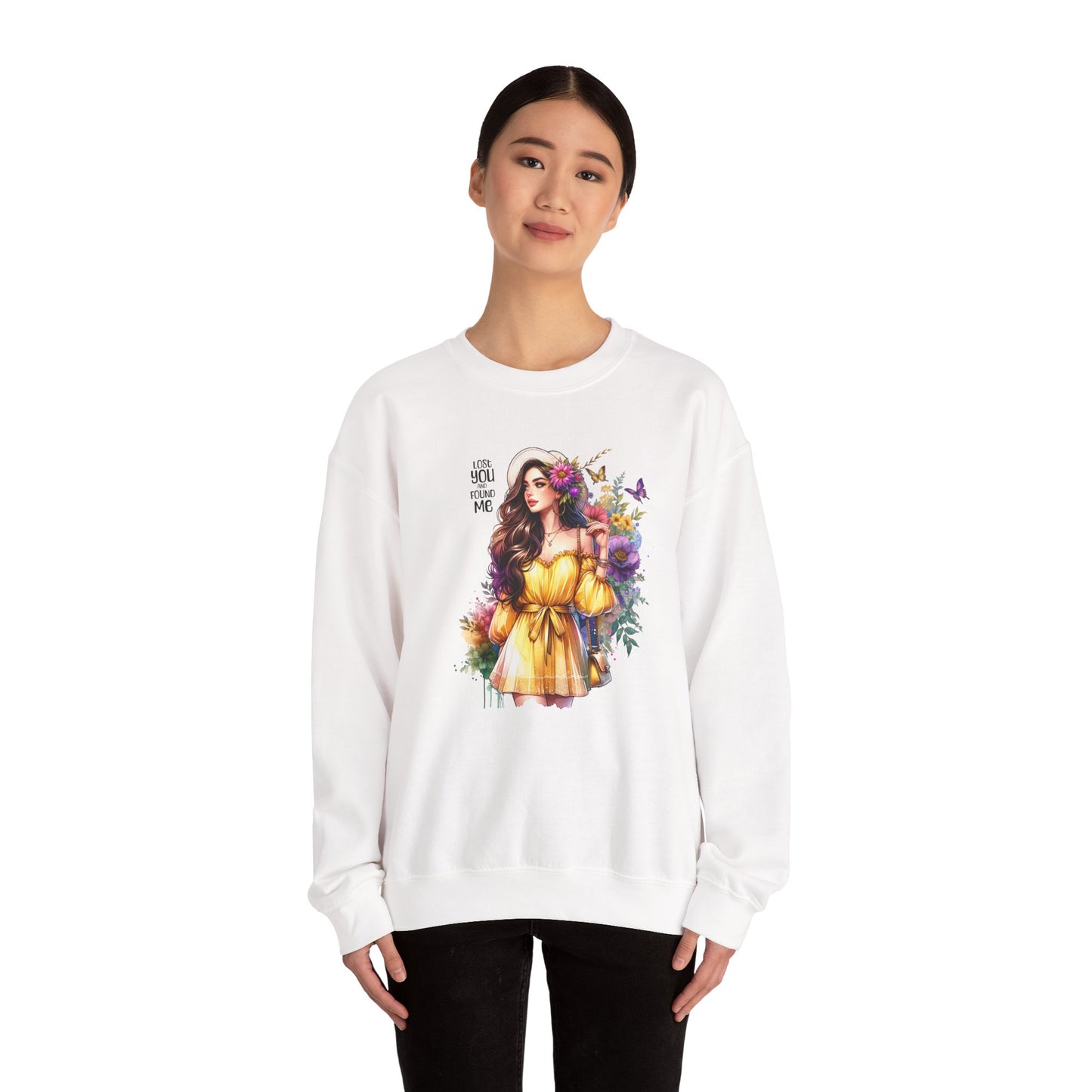 Lost You And Found Me Floral Art Crewneck Sweatshirt, Cozy Unisex Sweater, Gift for Her, Spring Fashion, Inspirational Apparel