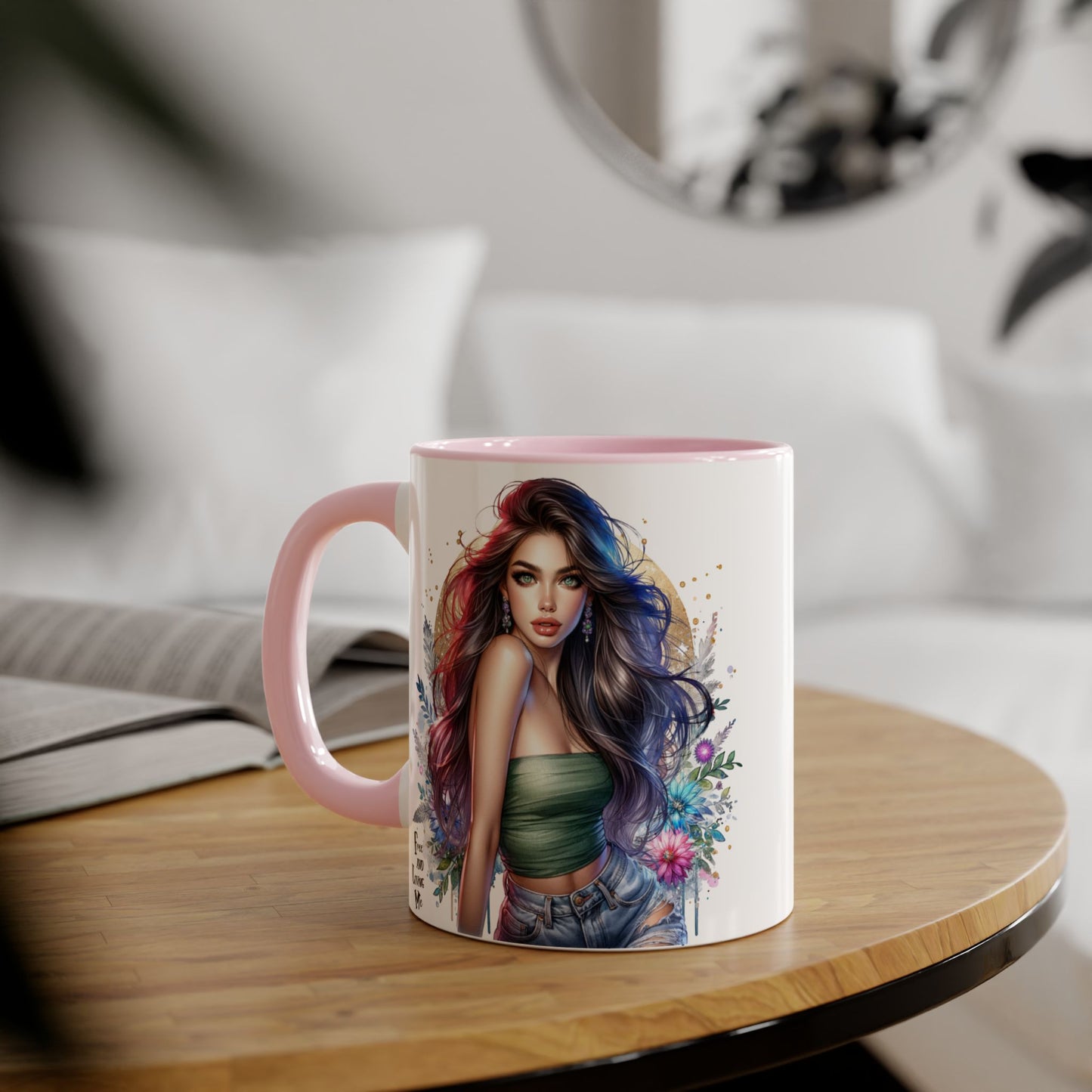 Bohemian Accent Mugs, Artistic Coffee Cup, Colorful Floral Mug, Gift for Her, Unique Art Collection, Cozy Vibe