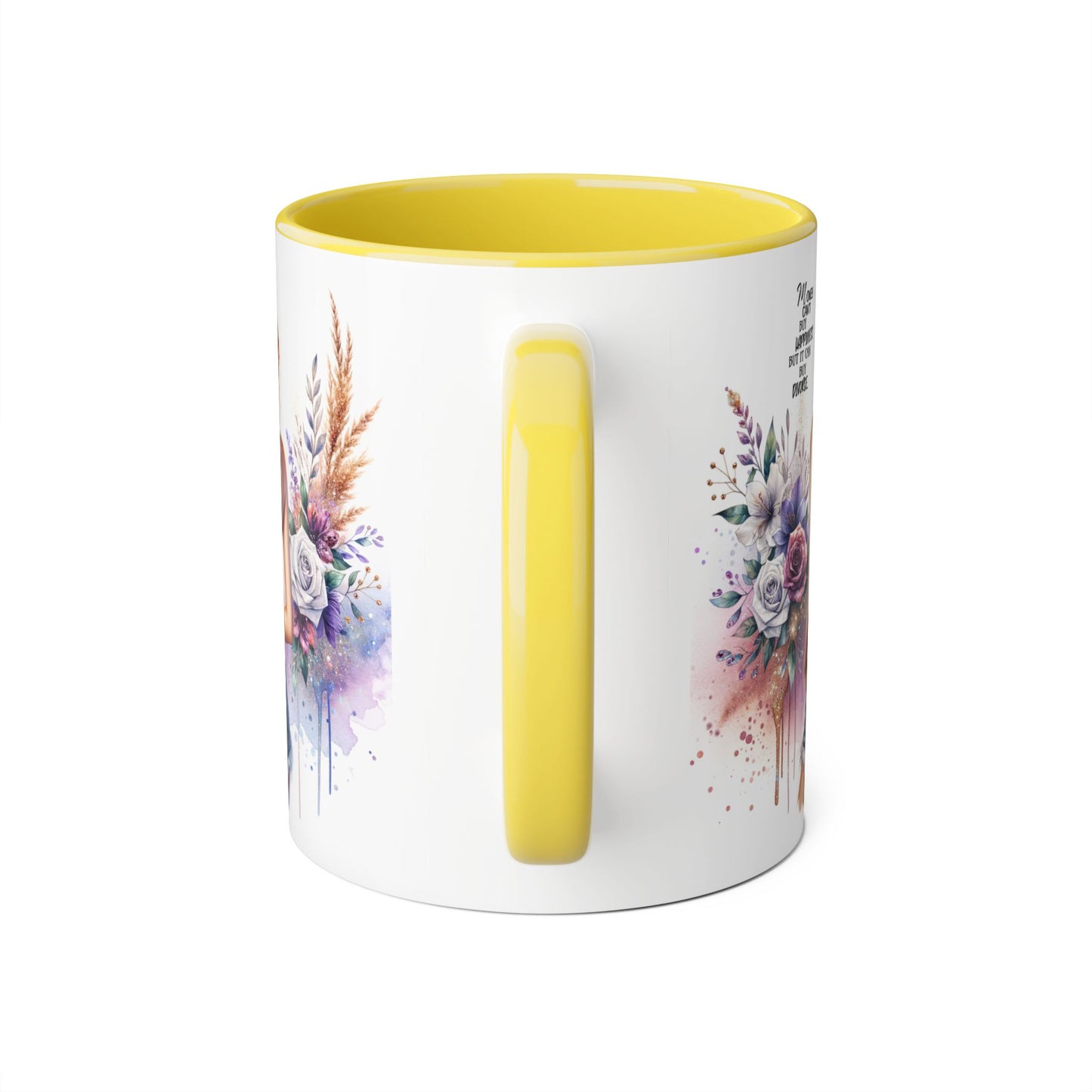 Money Can't Buy Happiness But It Can Buy Divorce Humoristic Floral Art Accent Mug, Inspirational Gift for Her, Coffee Cup with Quotes, Unique Ceramic Drinkware, Mother's Day Present