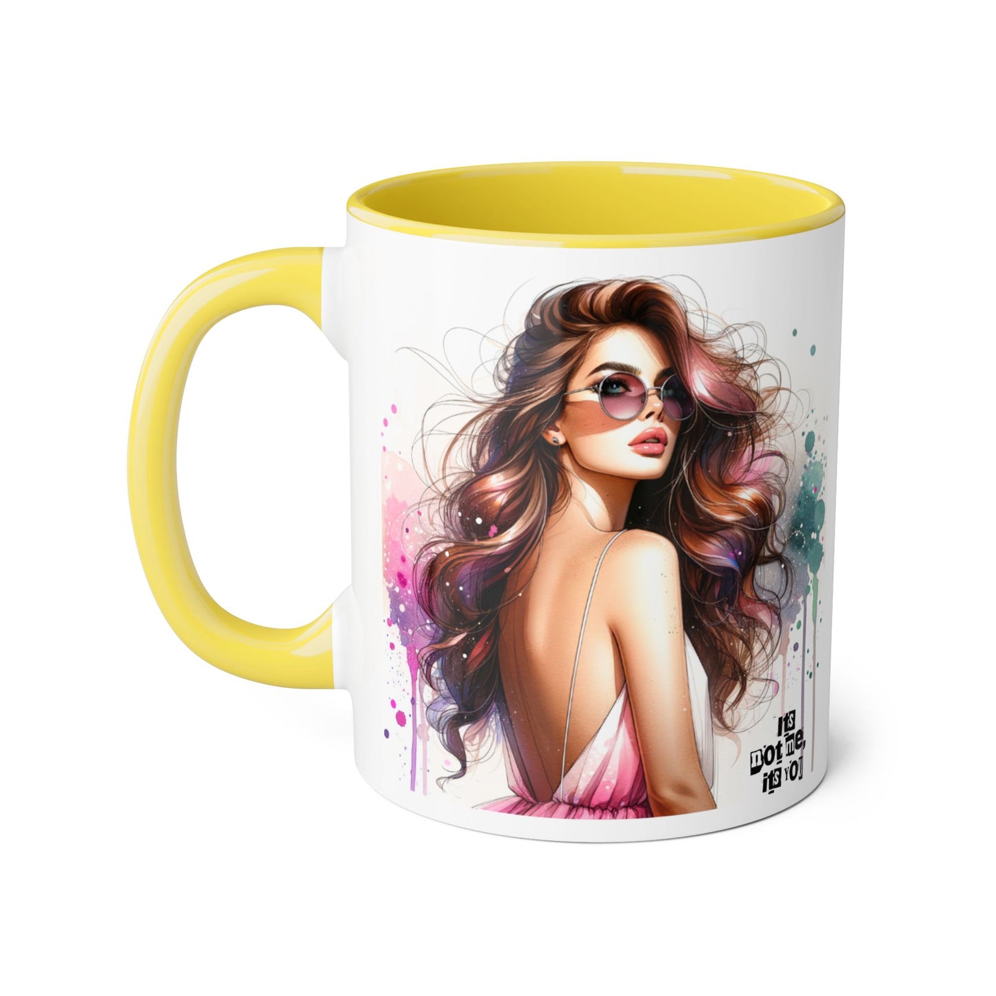 It's Not Me, It's You Humoristic Chic Abstract Accent Mug, Vibrant Coffee Cup, Trendy Gift for Her, Colorful Art Mug, Fashionista Drinkware