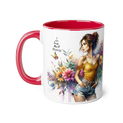 I Can Buy Myself Flowers Floral Vibes Coffee Mug, Art Mug for Flower Lovers, Gift for Gardeners, Birthday Mug, Home Decor