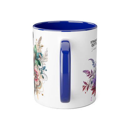 Straight Outta Divorced Humoristic Vibrant Accent Mugs, 11oz - Perfect for Gifts, Home Decor, Coffee Lovers, Birthdays, and Celebrations