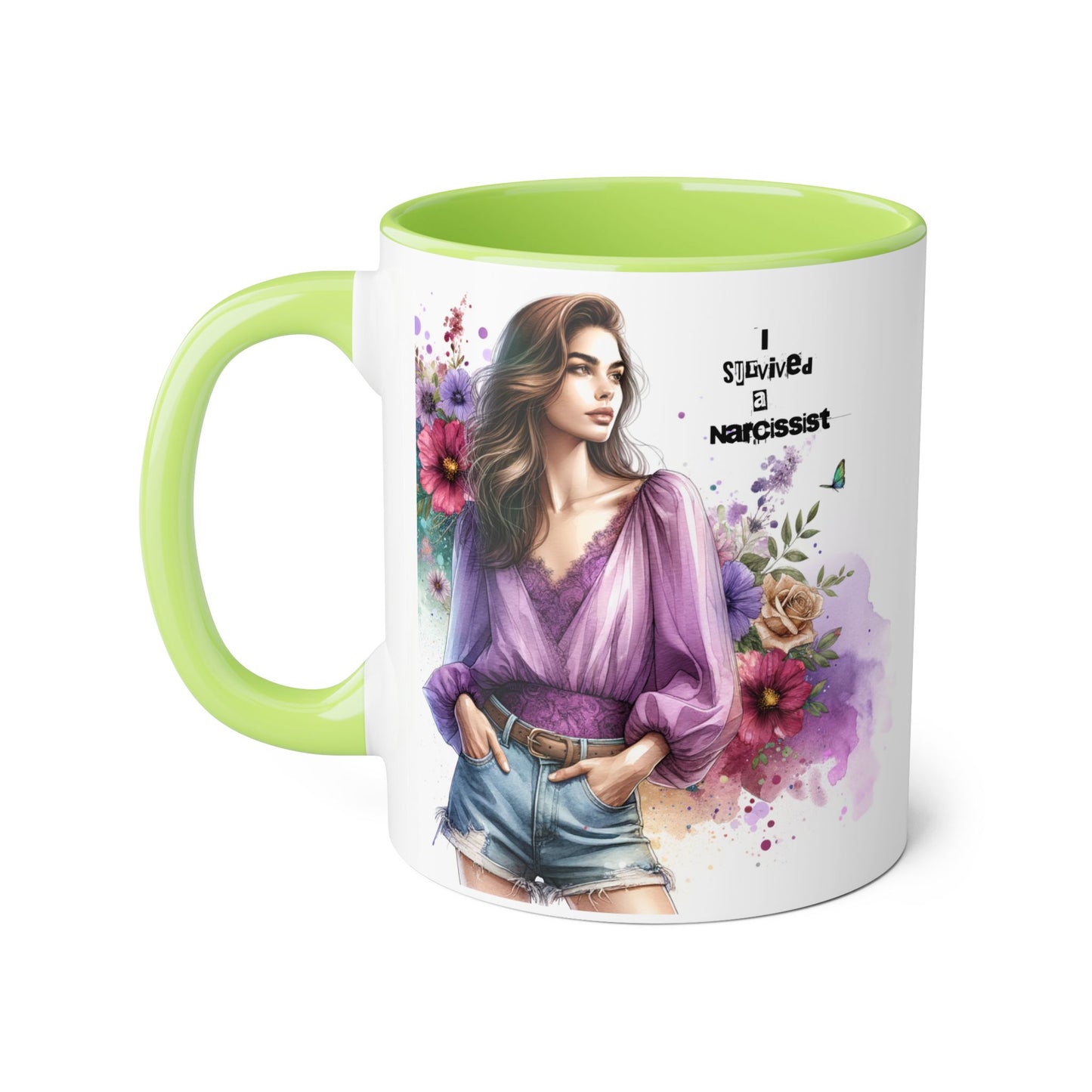 Stylish Floral Accent Mug with Quote, Perfect Gift for Coffee Lovers, Home Decor, Inspirational, Birthday, Humor, Self-Love