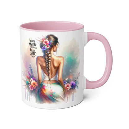 I Don't Make Mistakes, I Date Them Colorful Inspirational Accent Mug | Motivational Drinkware for Women | Perfect Gift for Birthdays, Teacher Appreciation, or Self-Care