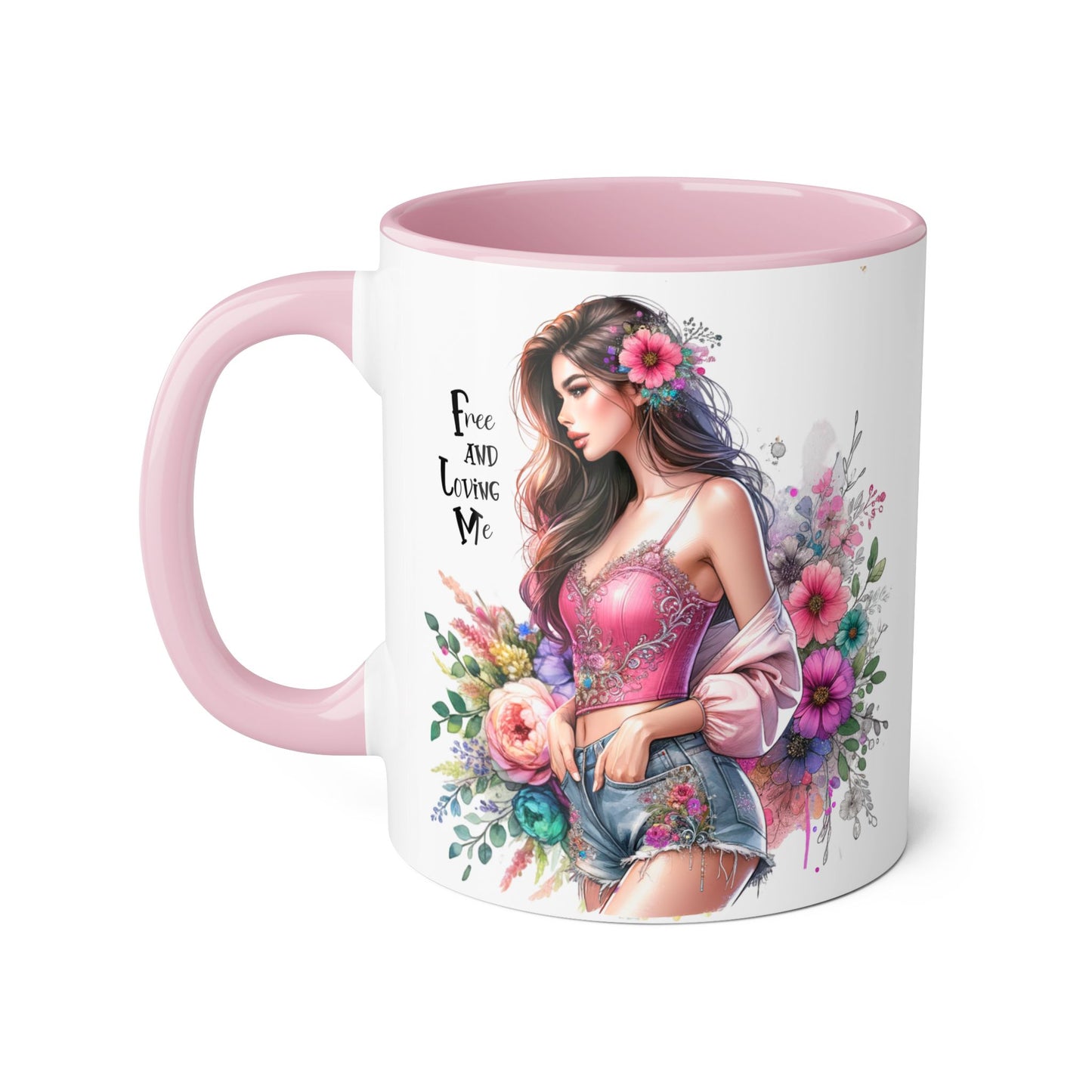 Bohemian Floral Accent Mug, 11oz Coffee Cup, Artisanal Drinkware, Perfect Gift for Nature Lovers, Inspirational Quote Mug, Unique Home Decor