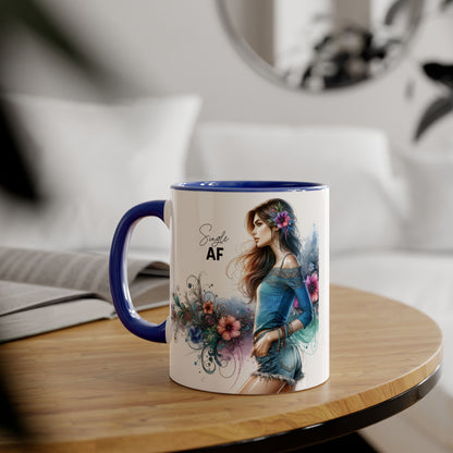 Stylish Accent Mug, Coffee Lover Gift, Floral Design Mug, Trendy Drinkware, Unique Gift for Her, Simple AF Mug