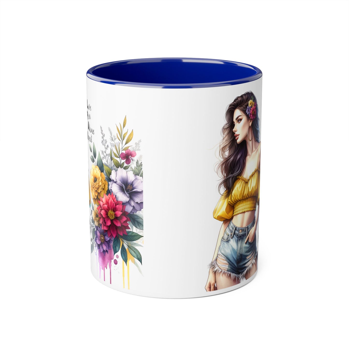 Boho Floral Accent Mug, Stunning Gift for Tea Lovers, Home Decor, Coffee Lover's Gift, Birthday Present, Art Print Mug