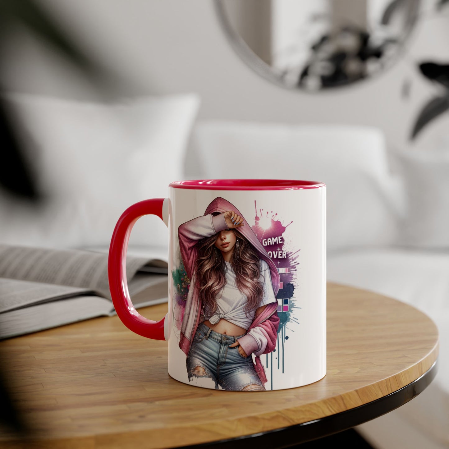 Chic Game Over Accent Mug - Stylish Coffee Cup for Gamers, Perfect Gift for Birthdays, Holidays, and Everyday Use