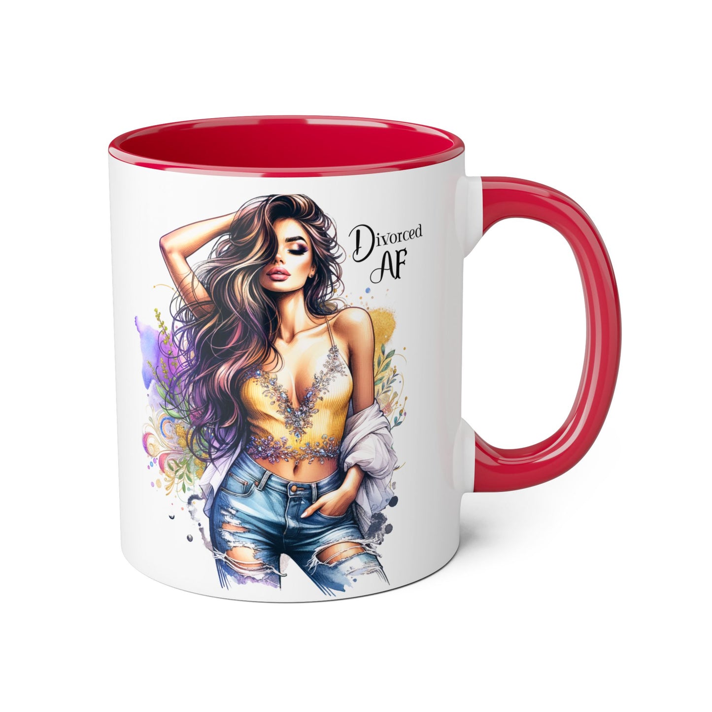 Divorced AF Mug, Stylish 11oz Accent Mug for Coffee Lovers, Perfect for Gifts, Self-Care and Empowerment, Unique Art Design
