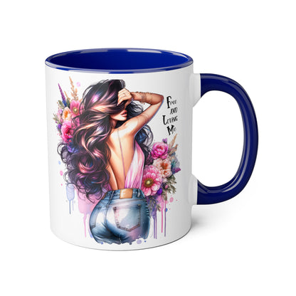Boho Floral Accent Mug, Empowering Coffee Cup, Gift for Friends, Home Decor, Art Lover's Mug