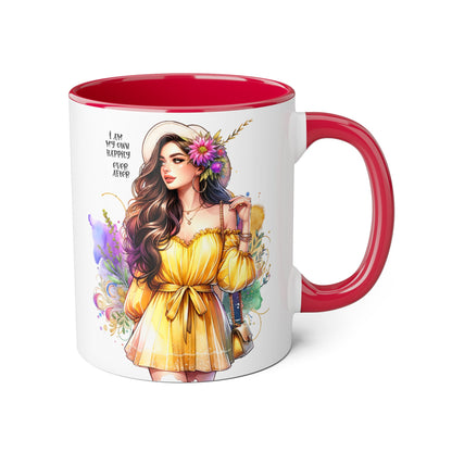 I Am My Own Happily Ever After Empowered Woman Accent Mug - 11oz Black Trim | Inspirational Coffee Cup | Perfect Gift for Friends & Self-Care