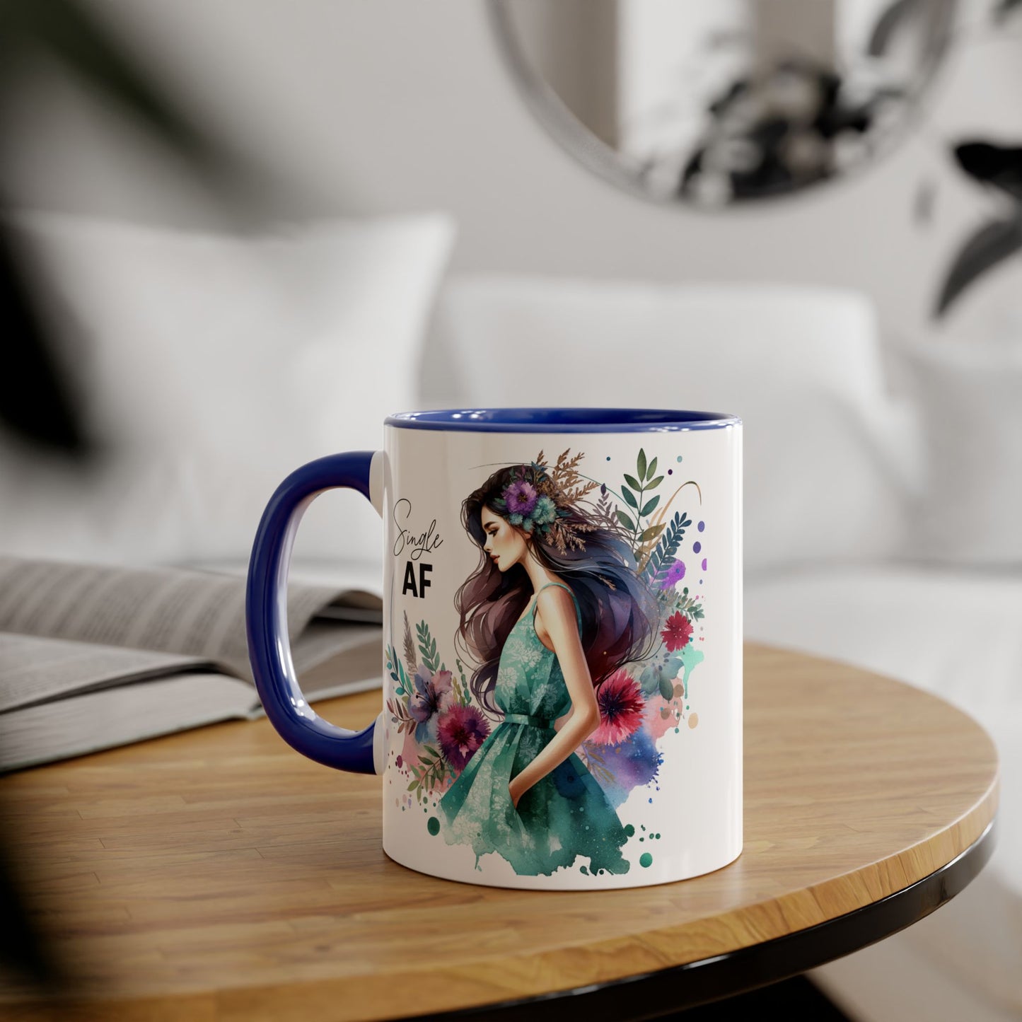 Single AF Floral Accent Mug - Perfect Gift for Singles, Coffee Lovers, Birthday, Self-Care, Galentine's Day