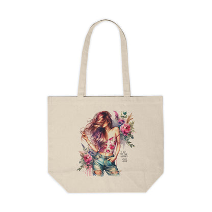 I Am My Own Happily Ever  After Floral Boho Canvas Tote Bag - Perfect for Shopping, Beach Days, Gift for Her, Eco-Friendly Bag, Art Lovers Tote