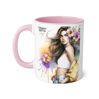 Straight Outta Divorced Humoristic Chic Floral Art Mug - Stylish Coffee Cup for Home or Office, Perfect Gift for Birthdays, Mother’s Day, or Coffee Lovers