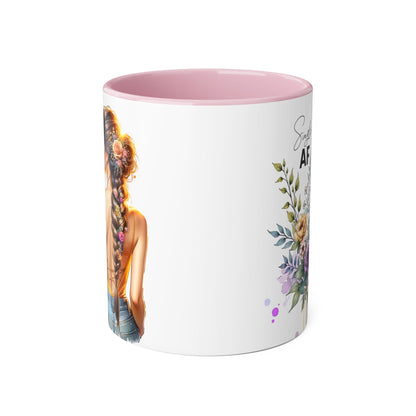 Single AF Floral Accent Mug - Cute Gift for Friends, Coffee Lover, Relationship Humor, Self-Care, Birthday, Celebration
