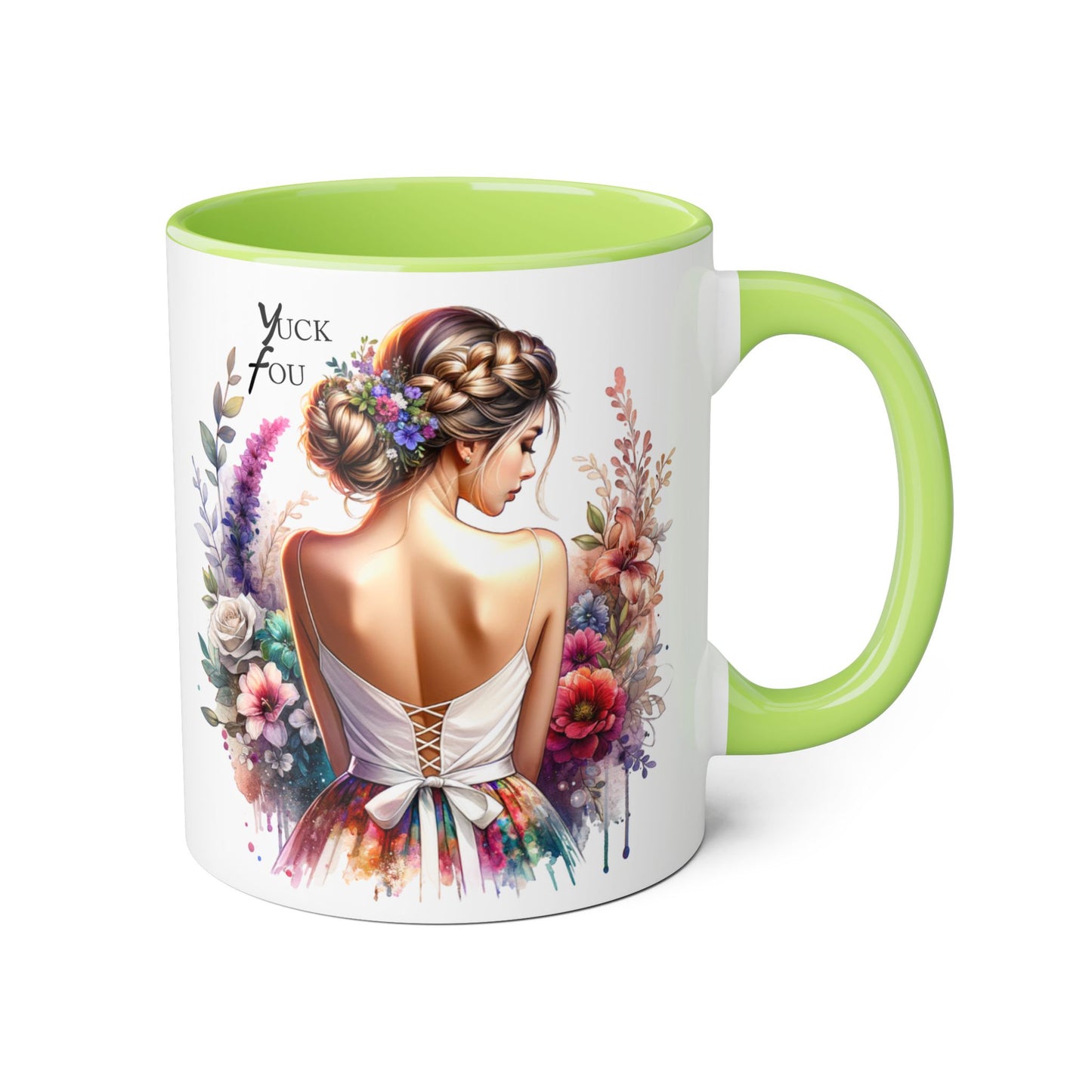 Yuck Fou Floral Artwork Accent Mug, 11oz Coffee Mug, Unique Gift for Her, Bohemian Style Mug, Personalized Coffee Cup