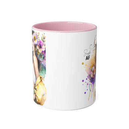 Single AF Chic Accent Mugs with Floral Art, Stylish Coffee Cups, Trendy Tea Mugs, Gift for Her, Motivational and Inspiring Drinkware
