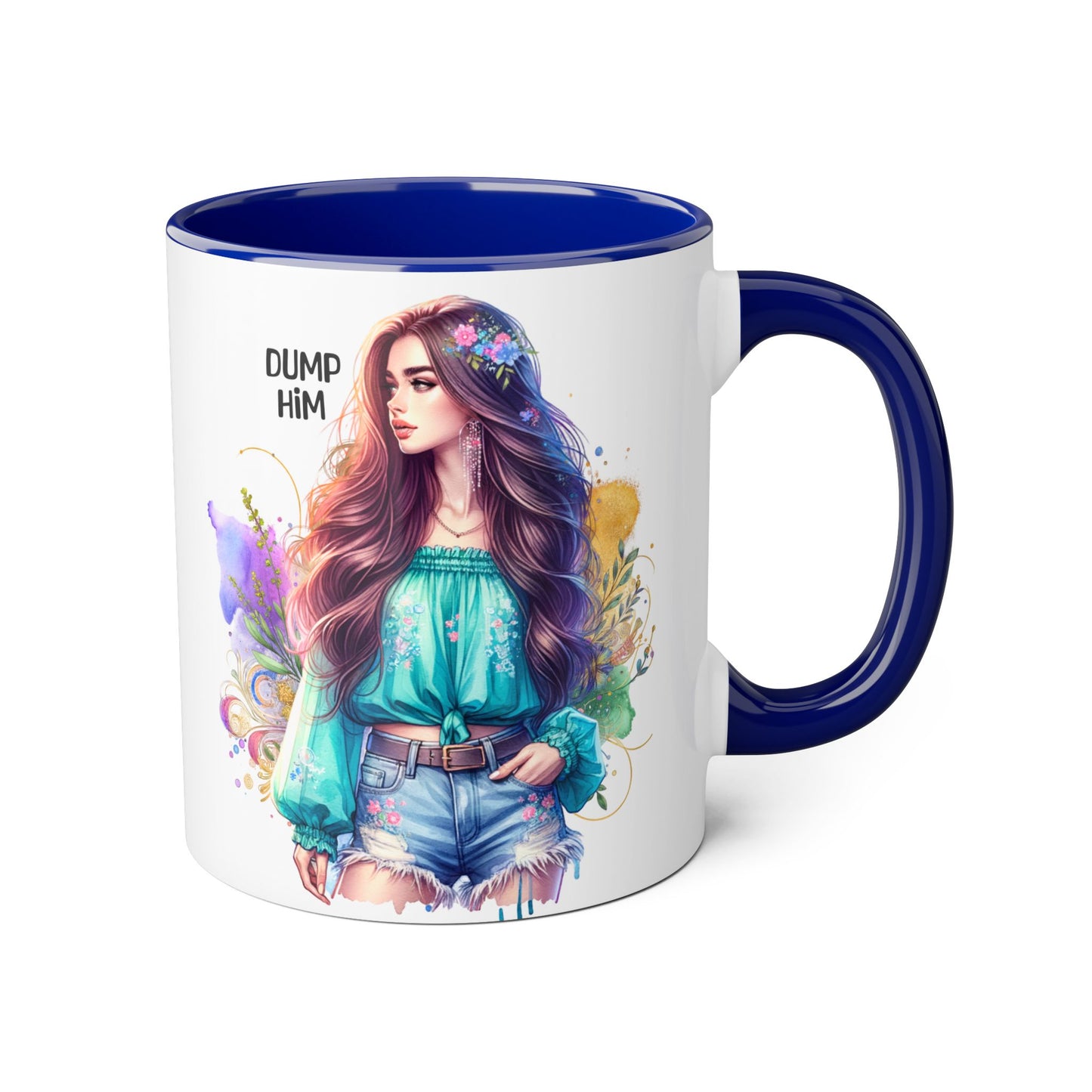 Colorful Dump Him Accent Mug, Inspirational Coffee Cup, Gift for Friends, Motivational Tea Mug, Fun Art Ceramic Cup