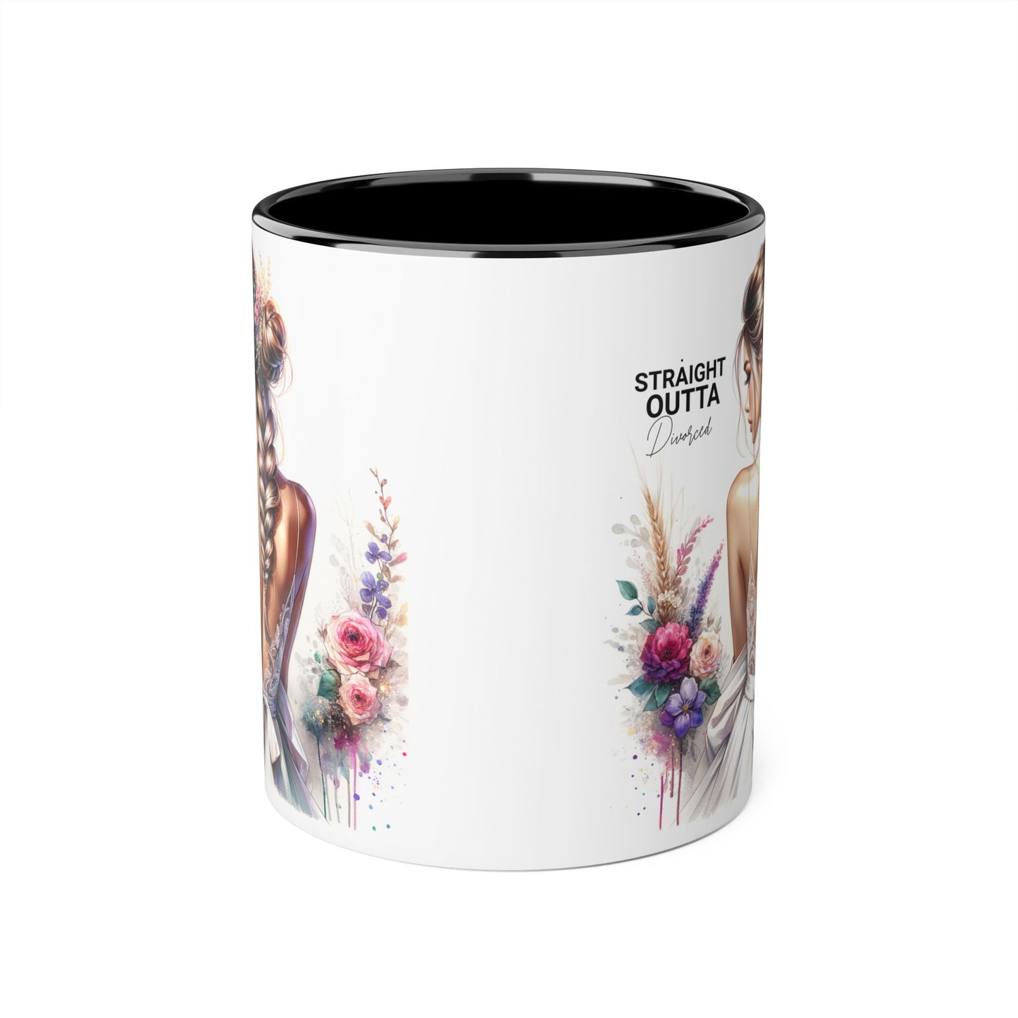 Straight Outta Divorced Humoristic Elegant Floral Accent Mug - Perfect Gift for Wedding, Birthdays, or Just Because, Straight Outta, Personalized Coffee Cup