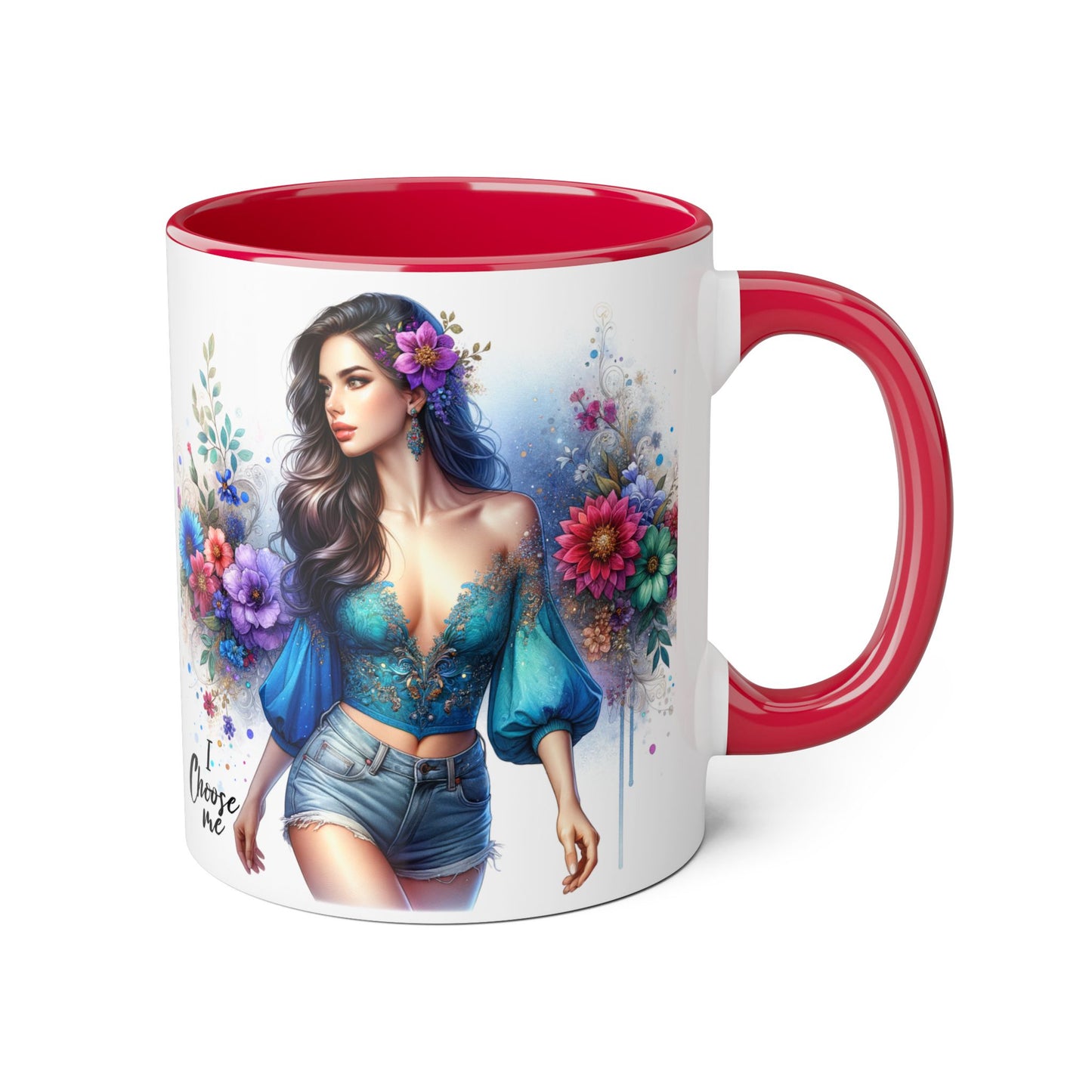 I Choose Me Boho Floral Accent Mug, Choose Me Coffee Cup, Unique Gift for Her, Art Mug, Colorful Drinkware