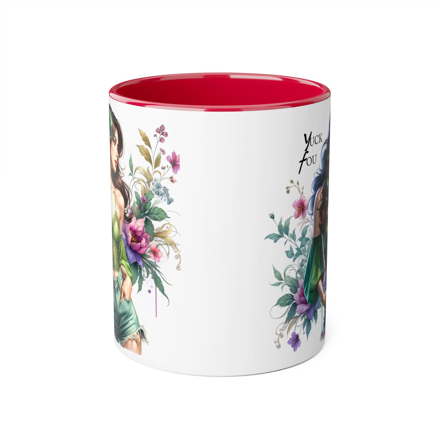 Yuck Fou Vibrant Accent Mug with Floral Design, Gift for Coffee Lovers, Artistic Coffee Mug, Unique Home Decor, Birthday Present, Tea Mug