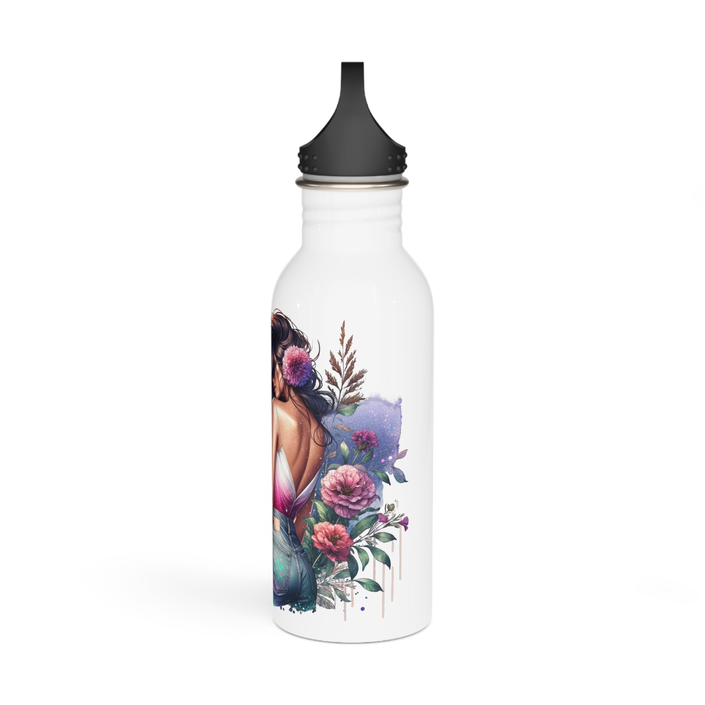 I Am My Own Happily Ever After Floral Art Stainless Steel Water Bottle - Inspirational Quote for Water Lovers