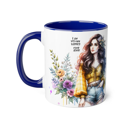 Inspirational Floral Accent Mug - 11oz, 'I Am My Own Happily Ever After '