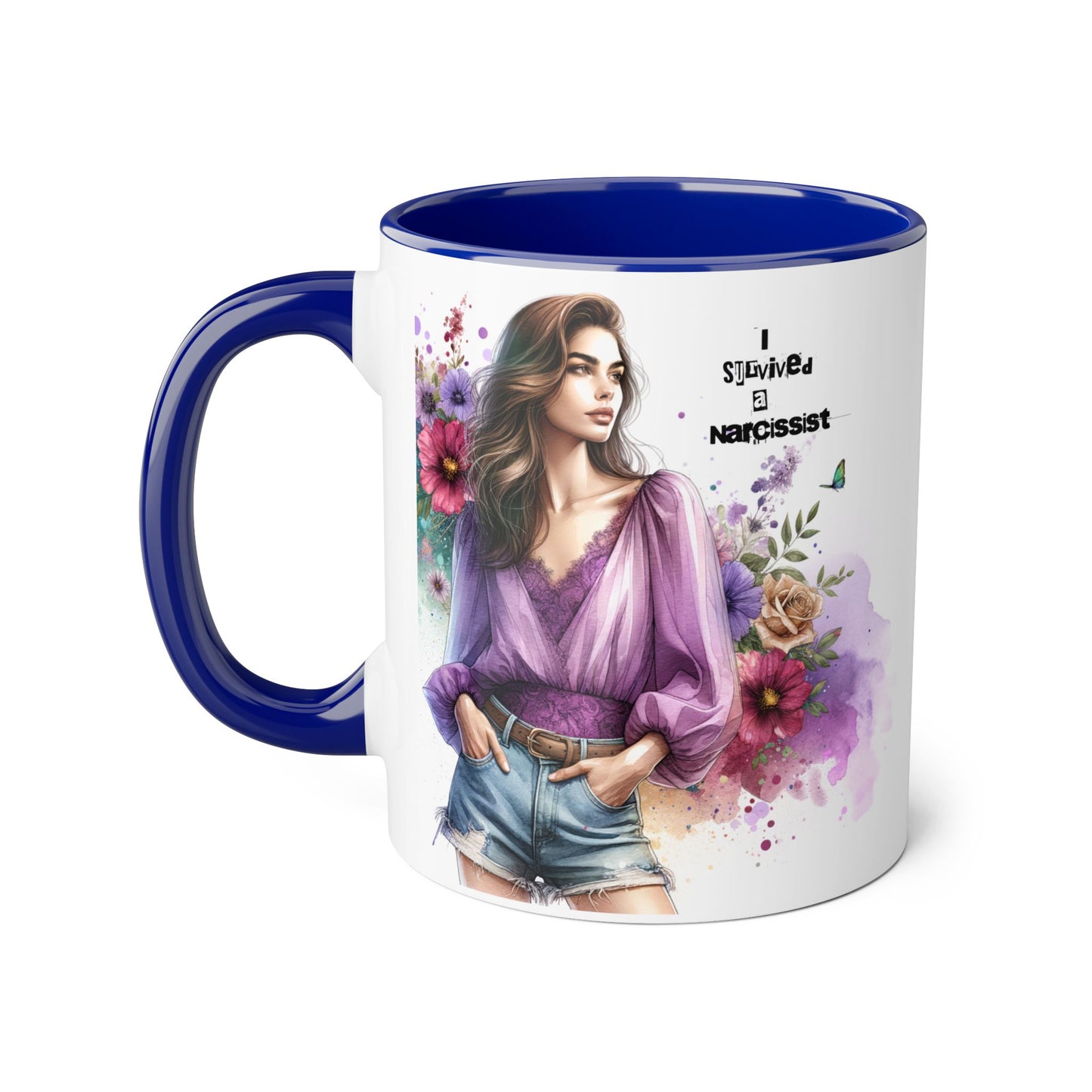 Stylish Floral Accent Mug with Quote, Perfect Gift for Coffee Lovers, Home Decor, Inspirational, Birthday, Humor, Self-Love