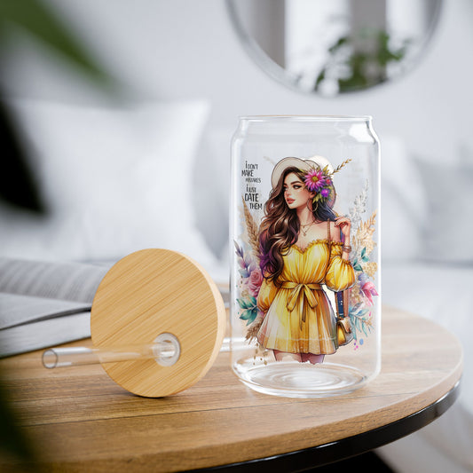 I Don't Make Mistakes, I Date Them Chic Floral Sipper Glass, Travel Drinkware, Summer Refreshments, Eco-Friendly Beverage Container, Gift for Her, Bohemian Style