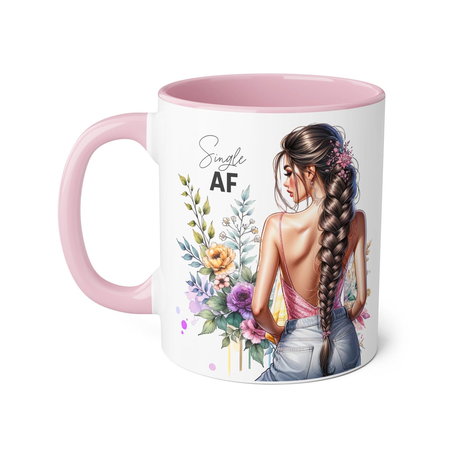 Single AF Chic Floral Coffee Mug, Single AF, Unique Gift for Her, Trendy Drinkware, Birthday Present, Home Decor, Tea Time, Self-Love