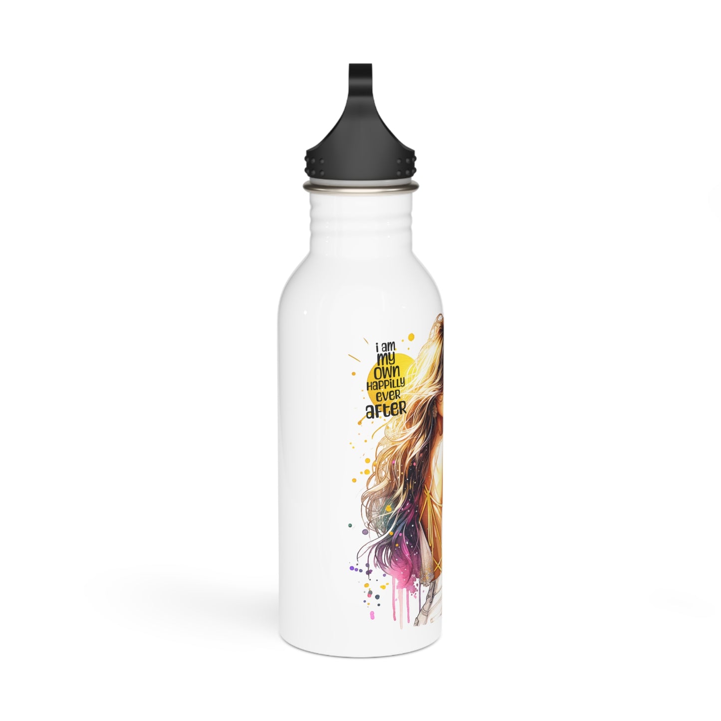 I Am My Own Happily Ever After Stainless Steel Water Bottle with Inspirational Art, Floral Water Bottle, Motivational Gift for Her, Reusable Travel Bottle, [...]