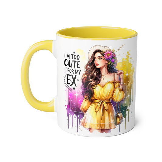 Cute Ex-Related Accent Mugs, 11oz - Quirky Gifts, Funny Coffee Cup, Relationship Humor, Self-Love Mug, Colorful Artwork