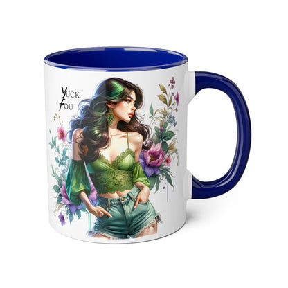 Yuck Fou Vibrant Accent Mug with Floral Design, Gift for Coffee Lovers, Artistic Coffee Mug, Unique Home Decor, Birthday Present, Tea Mug
