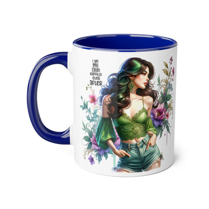 I Am My Own Happily Ever After Empowered Woman Accent Mug, Inspirational Coffee Cup, Floral Art Mug, Perfect Gift for Her, Motivational Drinkware